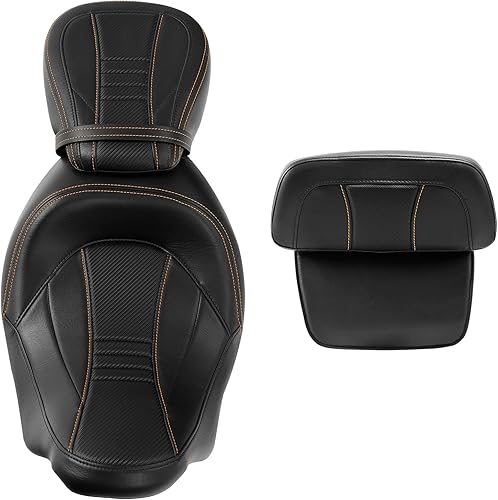 Miniatura 121 de TCT-MOTORPARTS Low-Profile Pillion 2-Up Seat Driver Passenger Seat & Rider Pad Fit For Harley Road Street Glide 2009-2023