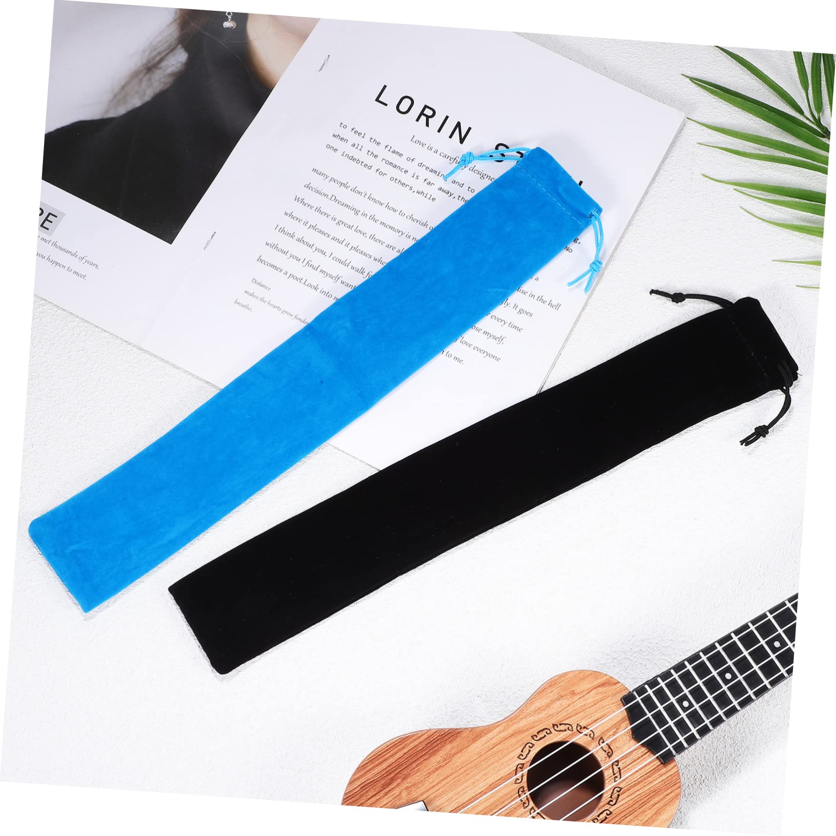 Recorder Case 3 Pcs Recorder Velvet Cloth Storage Bag Flute Suede Drawstring Pouch Drum Stick Holder Musical Instrument Carrier Soprano Black Soprano Recorder