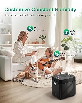 Mifasol Stainless Steel Humidifier, 3.3L/0.87Gal Steam Warm Mist Humidifiers for Bedroom 800 sq ft, Easy to Clean Humidifiers for Home, Dishwasher Safe Humidifier Large Room Baby Nursery Office, Black