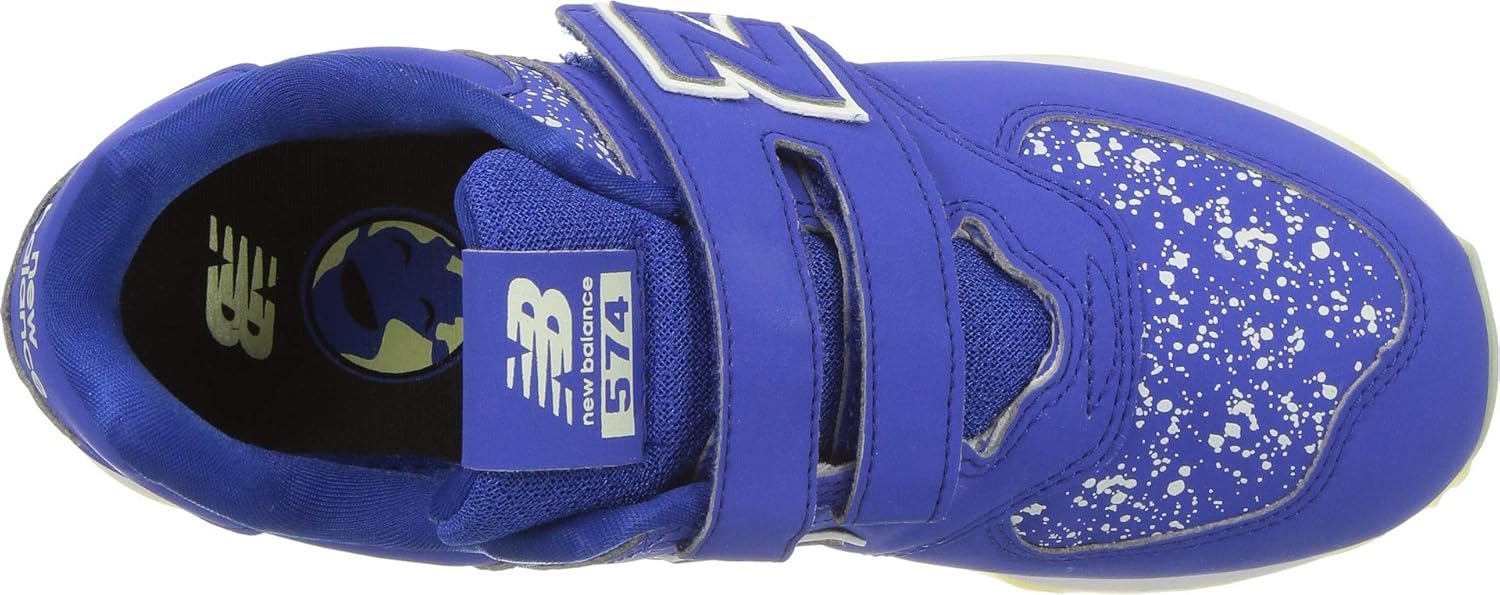 New Balance Boy's 574 V1 Classic Hook & Loop Sneaker, Royal/Glow, 1 Little Kid