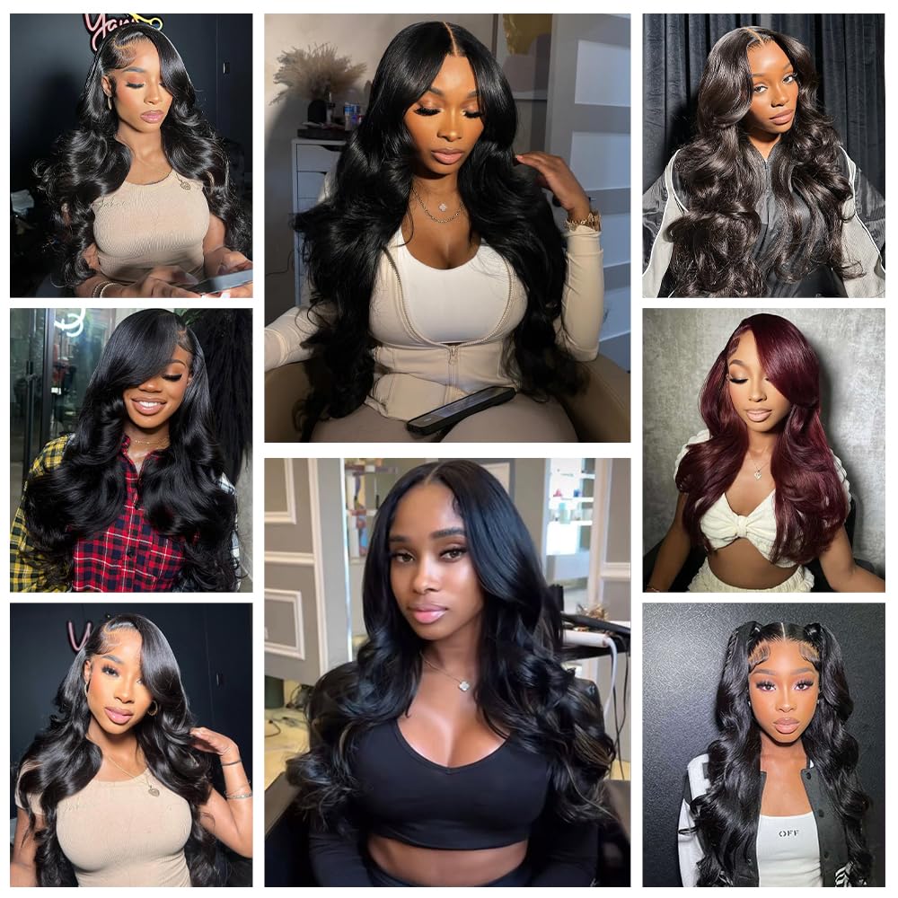 Body Wave Bundles Human Hair Human Hair Bundles 100% Unprocessed Brazilian Virgin Hair Weave Bundles Human Hair Extensions for Black Women Natural Color (10 12 14 Inch)