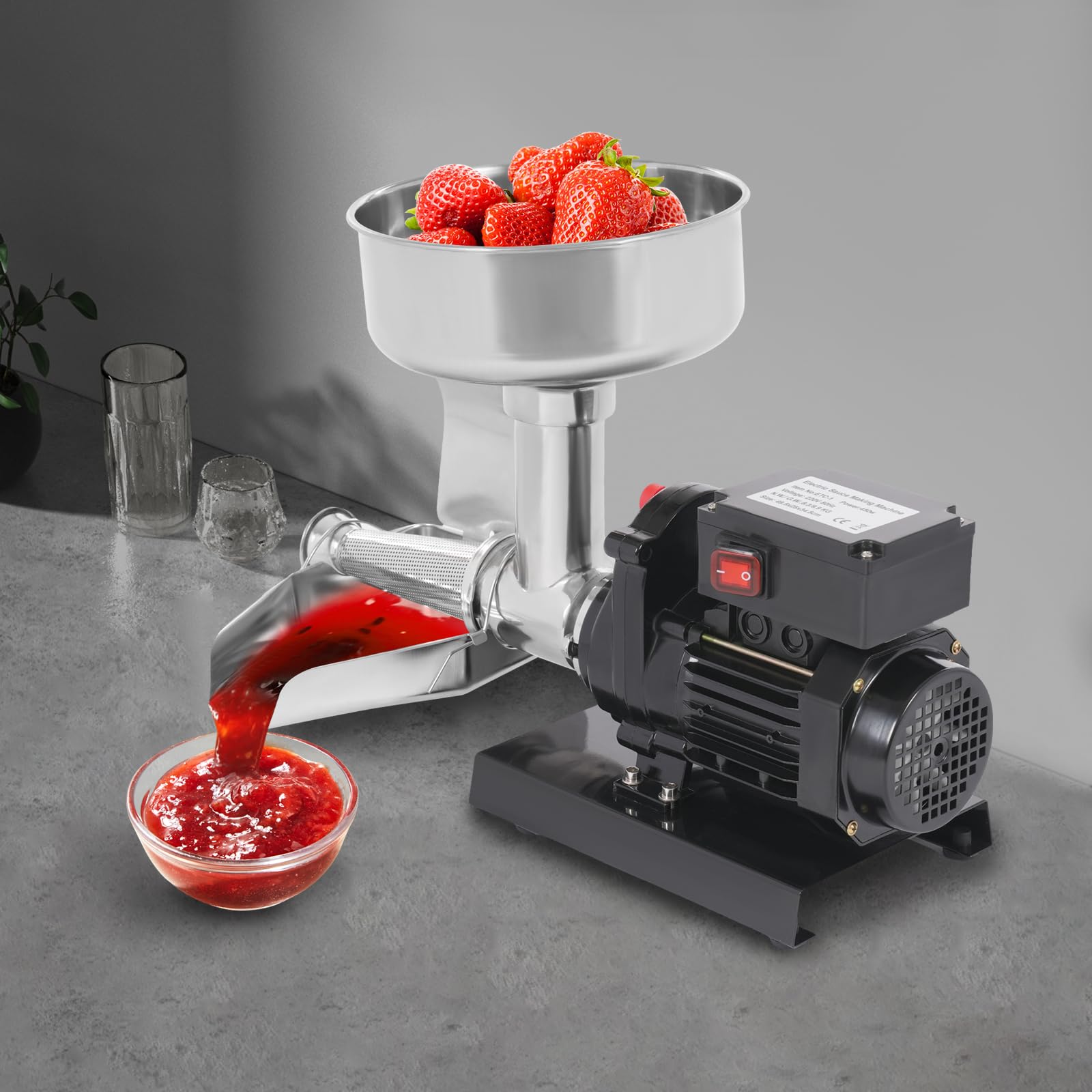 450 W Macchina di Marcatori di Pomodori Elettrici in Acciaio Inox per Uso Commerciale Per Fare Marmellata Di Ketchup Fatto In Casa E Purea Resistente Con Fermaporta Protezione contro le Perdite