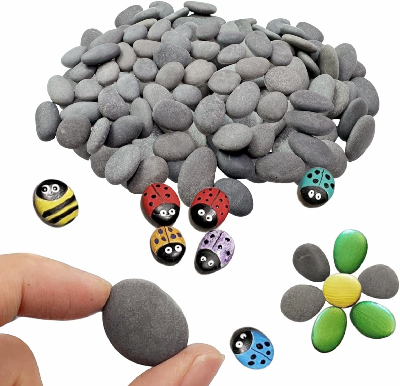 Lifetop 51pcs Tiny Painting Rocks ,DIY Smooth Surface Stones,Arts and Crafts ,0.5 to 1.0 inches ,So Small Rocks,Hand Picked for Painting