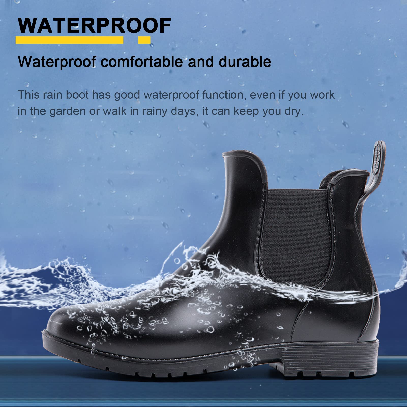 Stivali Gomma Donna Stivaletti Pioggia Chelsea Rain Boots Wellies Ankle Boots Stivaletti Impermeabili Scarpe da Pioggia Nero Marroni 35-43 EU