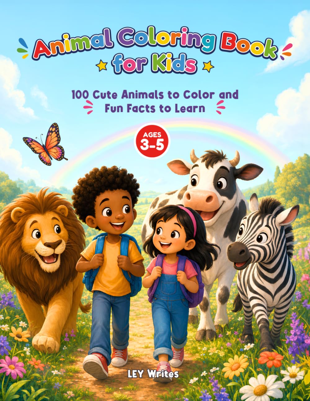 Animal Coloring Book for Kids: 100 Cute Animals to Color and Fun Facts to Learn