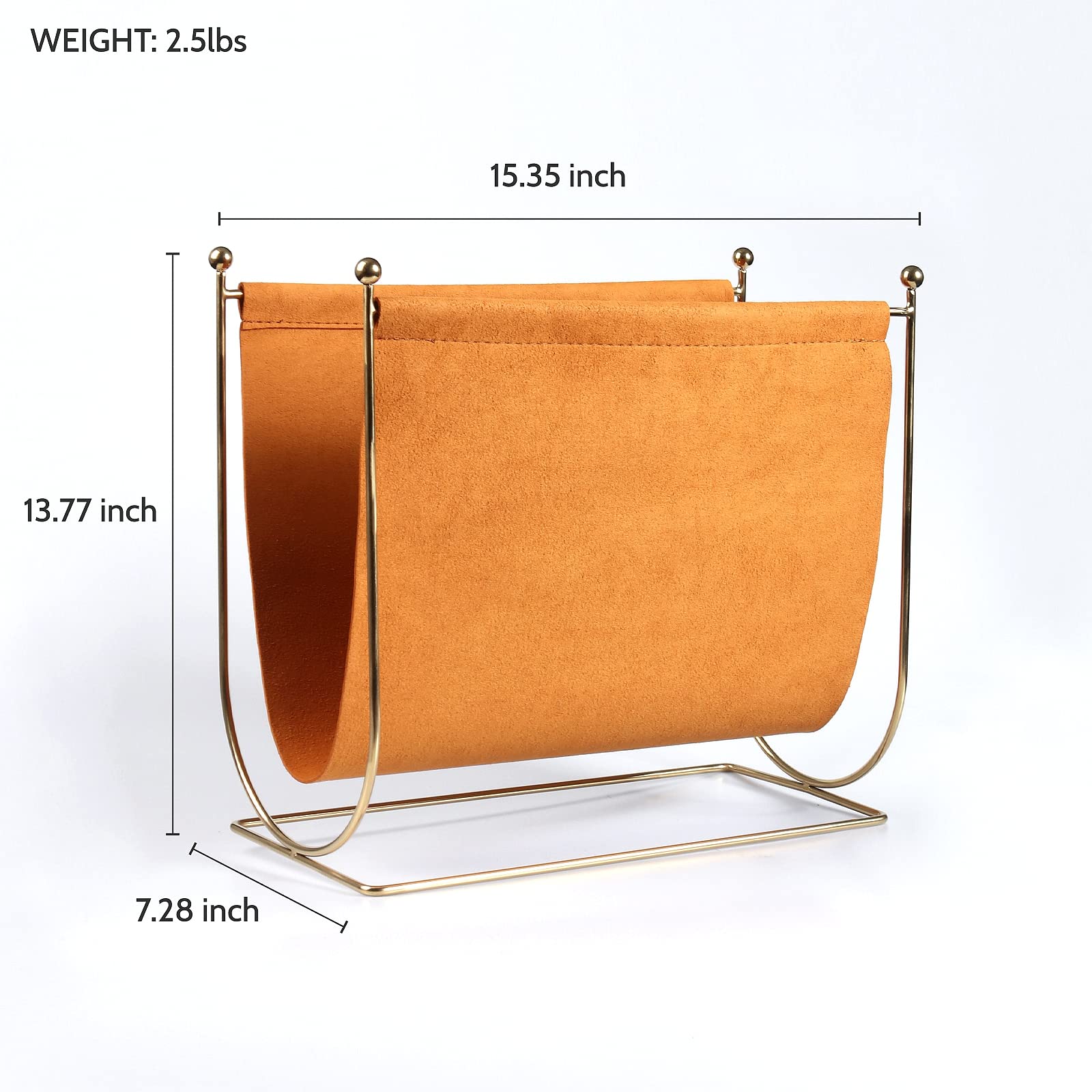 Portariviste in filo metallico placcato e vera pelle, 1 fessura in piedi rack per riviste, libri, giornali, decorazione per la casa