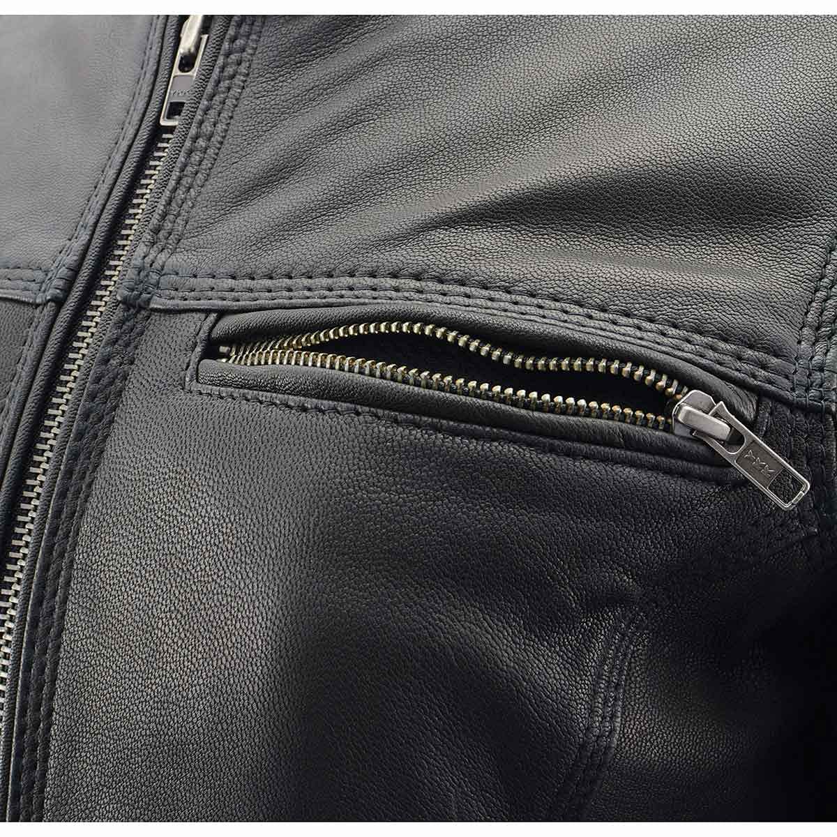 Milwaukee Leather MLL2551 Womens Scooter Black Leather Vented Lightweight Triple Stitch Motorcycle Jacket — view 8