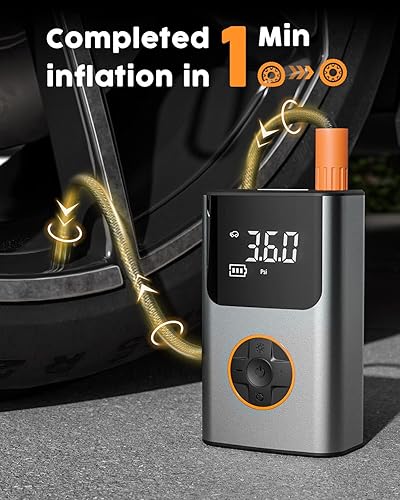 Miniatura 2 de TGBOX - Inflador de neumáticos, compresor de aire portátil, inflador de neumáticos portátil inalámbrico de 150 PSI, inflado rápido, bomba de aire