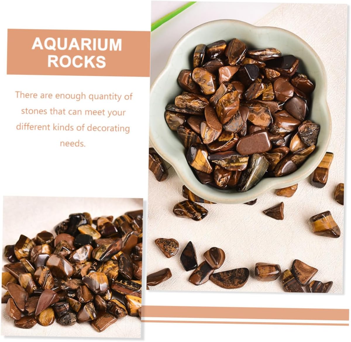 UKCOCO Eye Decorative Rocks Aquarium Gravel 7-9mm Natural Gemstone Gravel 2lb for Fish Terrarium Decor and Aquatic Substrate