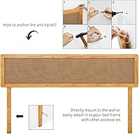 Vista 4 de Bme Nipe Cabecero King SOLAMENTE Natural (Nuevo) Estilo Boho Bohemiano Costero con Madera Maciza y Tela Hecha a Mano, Fácil Montaje, Montaje