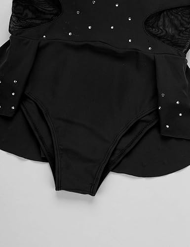 Miniatura 5 de JEATHA Vestido de patinaje sobre ruedas con diamantes de imitación sin mangas con diamantes de imitación para niñas y niñas, leotardo de gimnasia