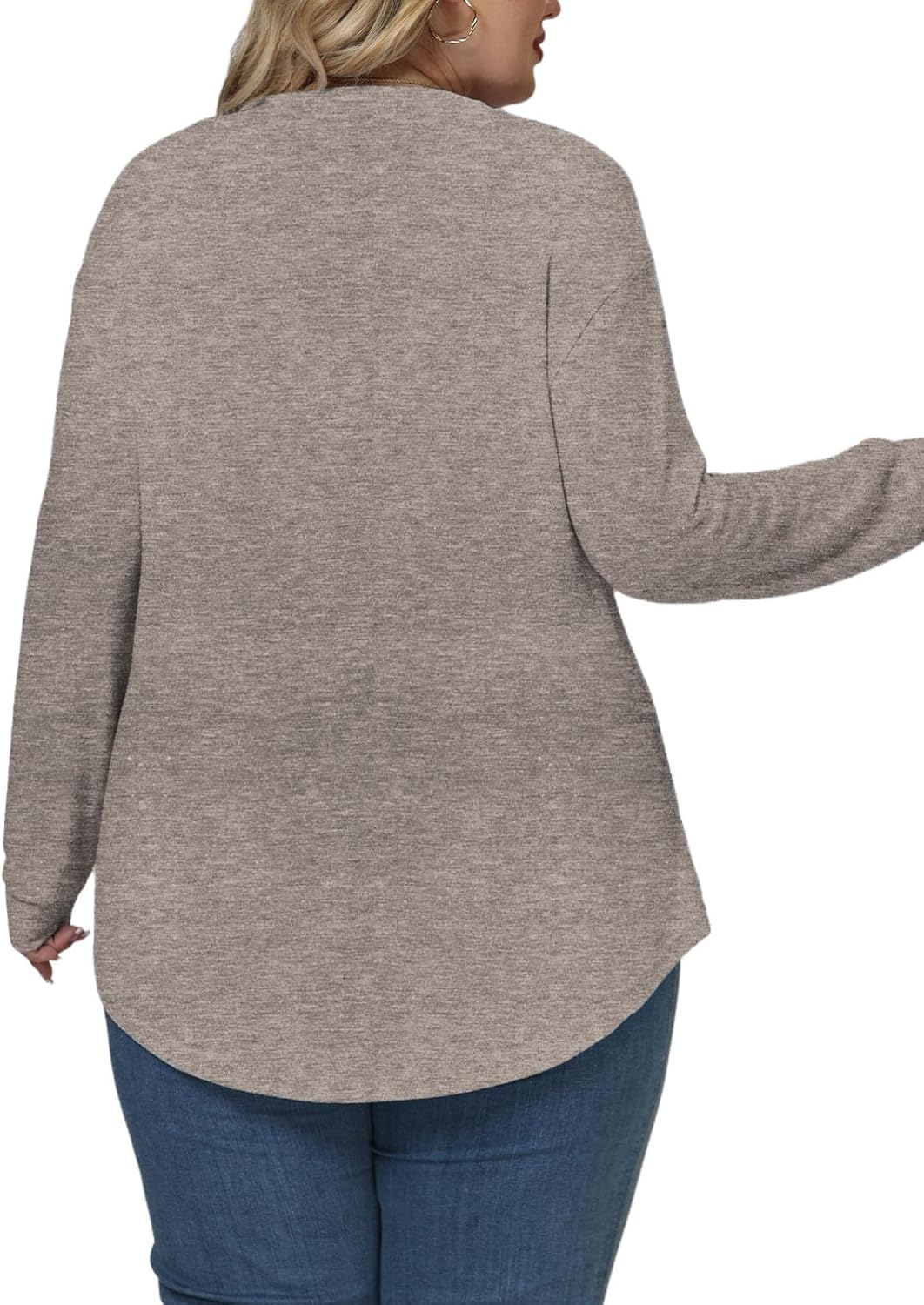 VISLILY Plus-Size-Tops for Women Trendy V Neck T Shirts Casual Dressy Long Sleeve Tunics Tees Loose Fit Blouses XL-5XL - Image 3