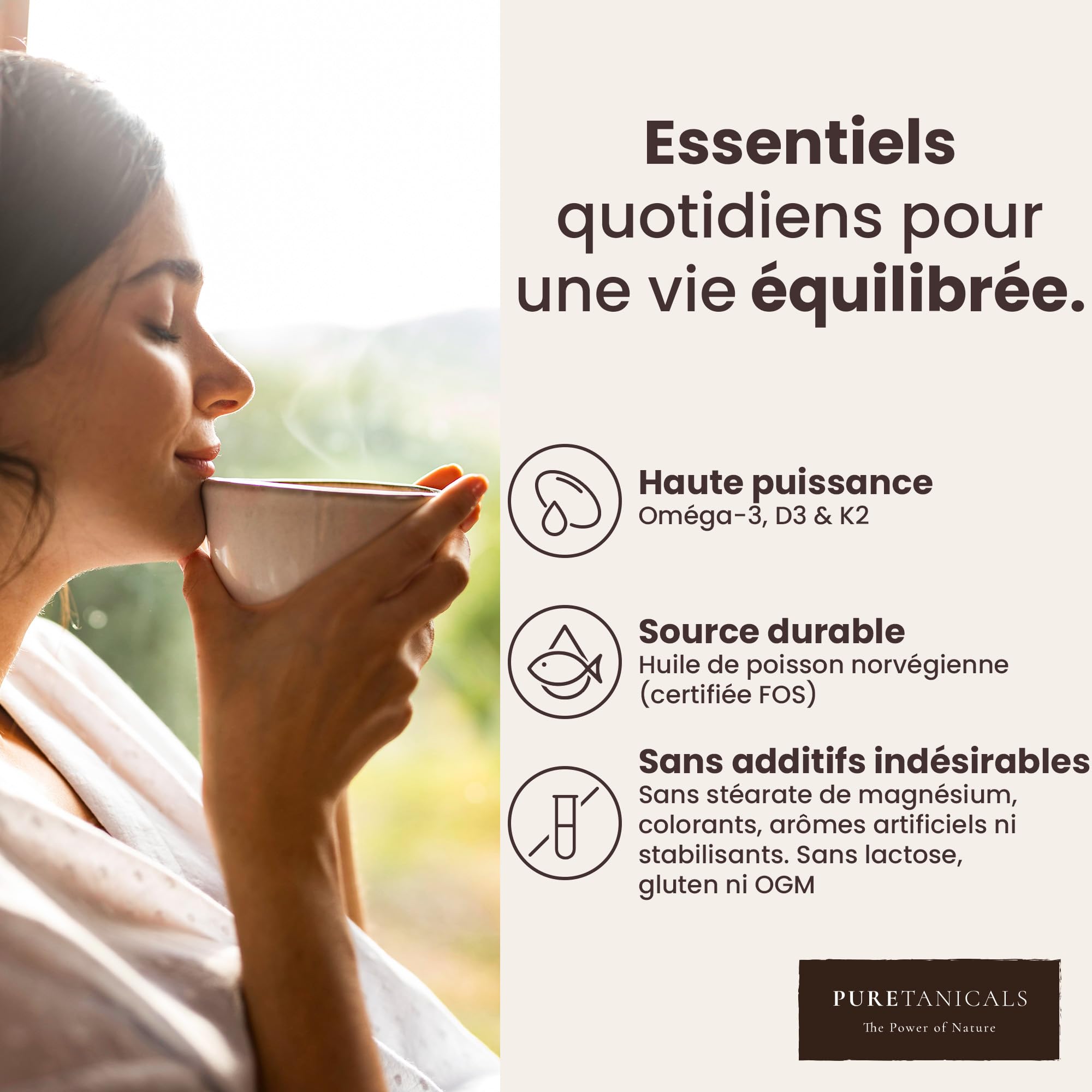 Oméga 3 + Vitamine D3 + K2 MK7 All-Trans - Premium Essentiels O3-D3-K2 Complexe à Haut Dosage - Huile de Poisson aux Acides Gras EPA & DHA, Vit D3 K2 | Omega3 Gouttes | 240 Gélules