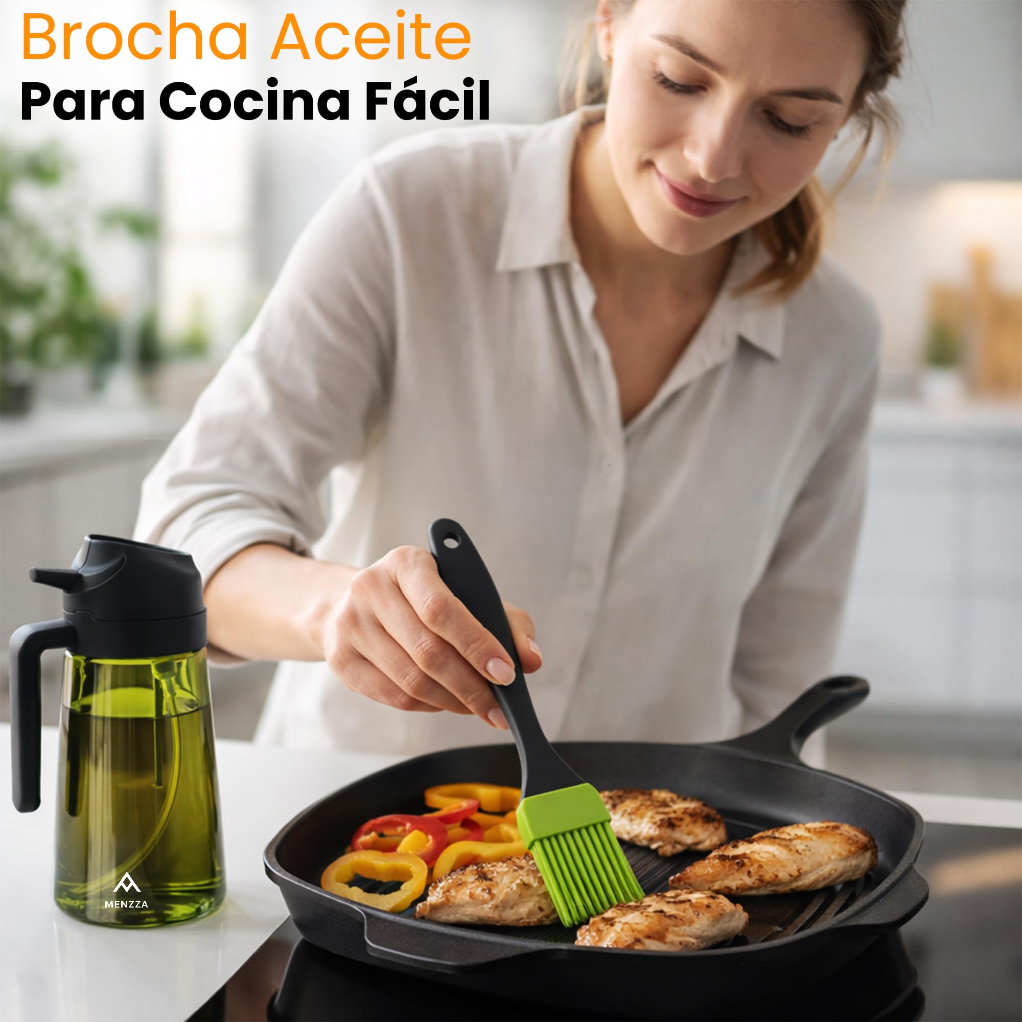 Kit Aceitera 480 ml 4 en 1 I Pulverizador de Aceite en Aerosol I Aparatos, Utensilios y Accesorios para Cocina o Freidora de Aire I Dispensador de óleo