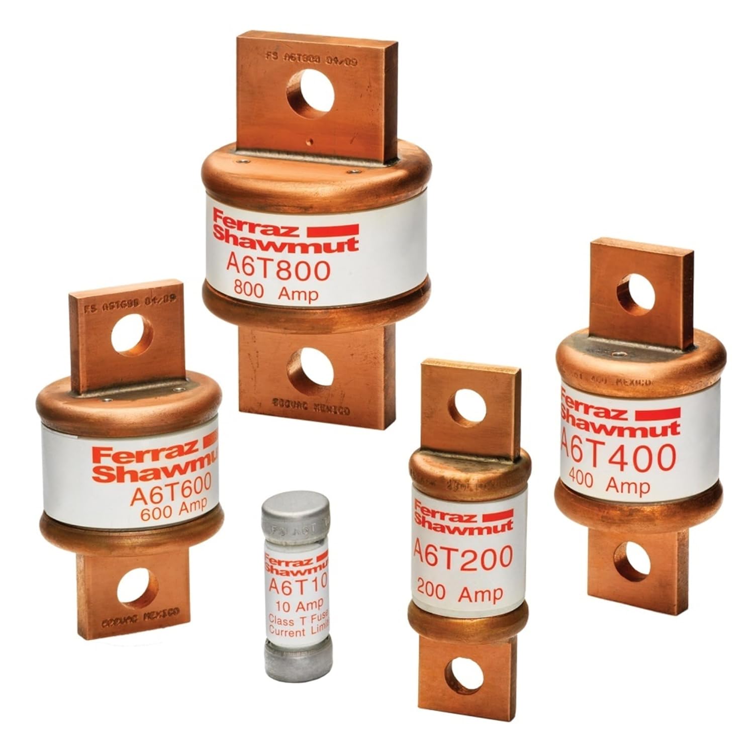 Mersen A6T Fast Acting/Class T Fuse, 600VAC/300VDC, 200kA AC/100kA DC, 100 Ampere, 11/16" Diameter x 2-61/64" Length