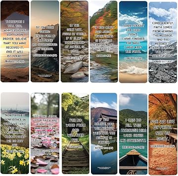 NewEights Uplifting Bible Verses About Faith Bookmarks 5-Sets X 6 Cards - Daily Motivational Card Set Collection Set Book Page Clippers Ideal for Church Ministry Gifts for Boys and Girls