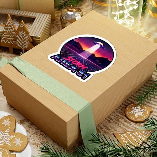 Miniatura 3 de Retro Sci-Fi Synthwave UFO Bay Kiss-Cut Pegatinas, Vaporwave Pegatinas, Líneas de rejilla de neón Cyberpunk, paquete de pegatinas arcade, moda