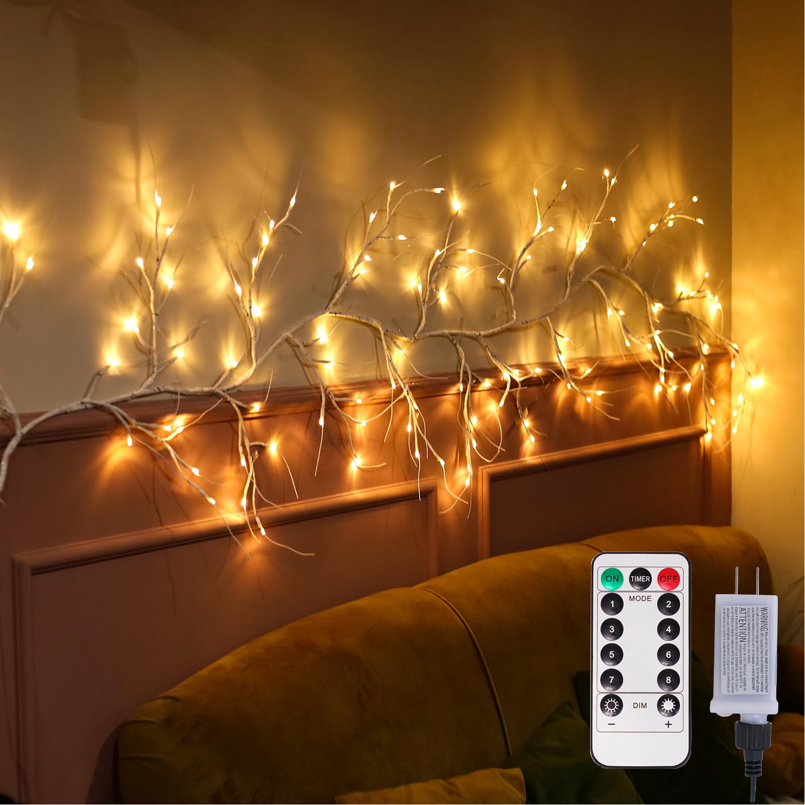 Amazon.com: Rivokeer Lighted Birch Garland with Timer 120 LED, 9FT