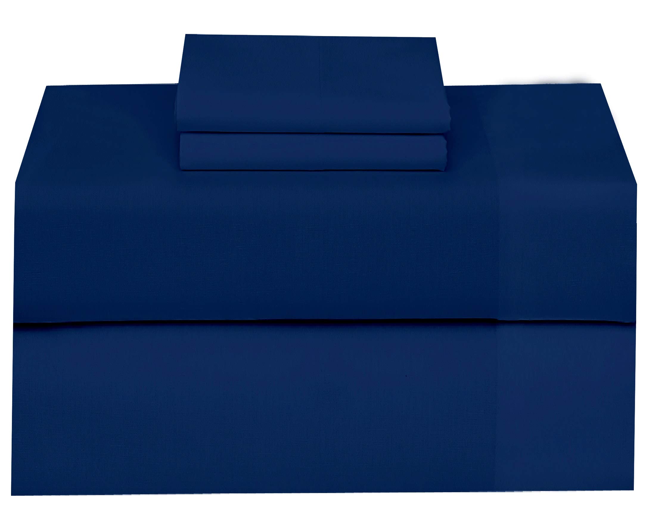 RUVANTI 100% Cotton Sheets for Queen Size Bed - Crispy Cooling Percale Sheets - Breathable & Durable Queen Sheet Set - 16 Inches Deep Pocket Queen Size Sheets - Navy Blue - 4 Pieces