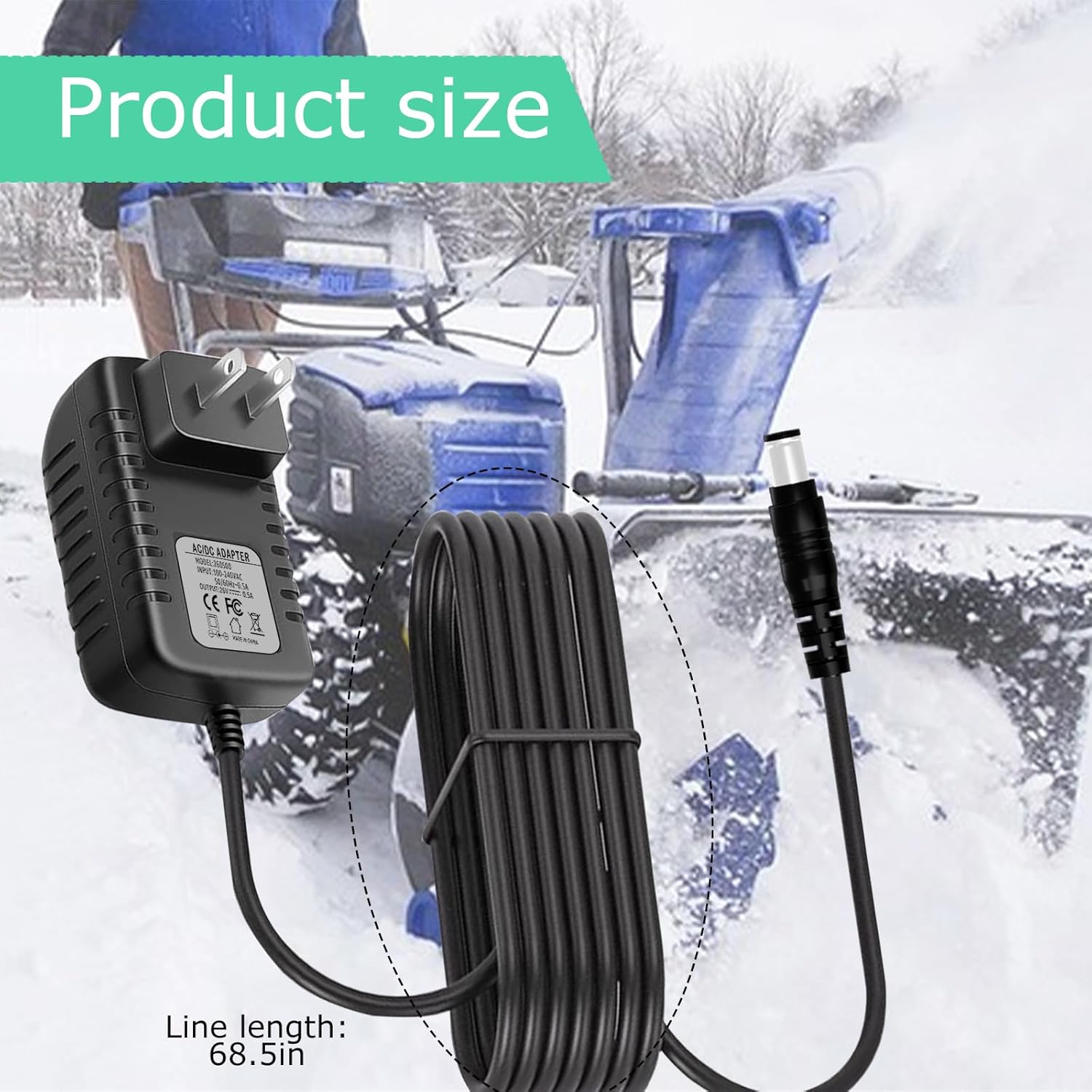 Replacement for Snow Joe & Sun Joe 24V Quick Charger - 24VCHRG-QC iON+ Compatible with iBAT24/24VBAT Series, 24V Lithium Battery Charger, AC Adapter, Fast Charge - Image 5