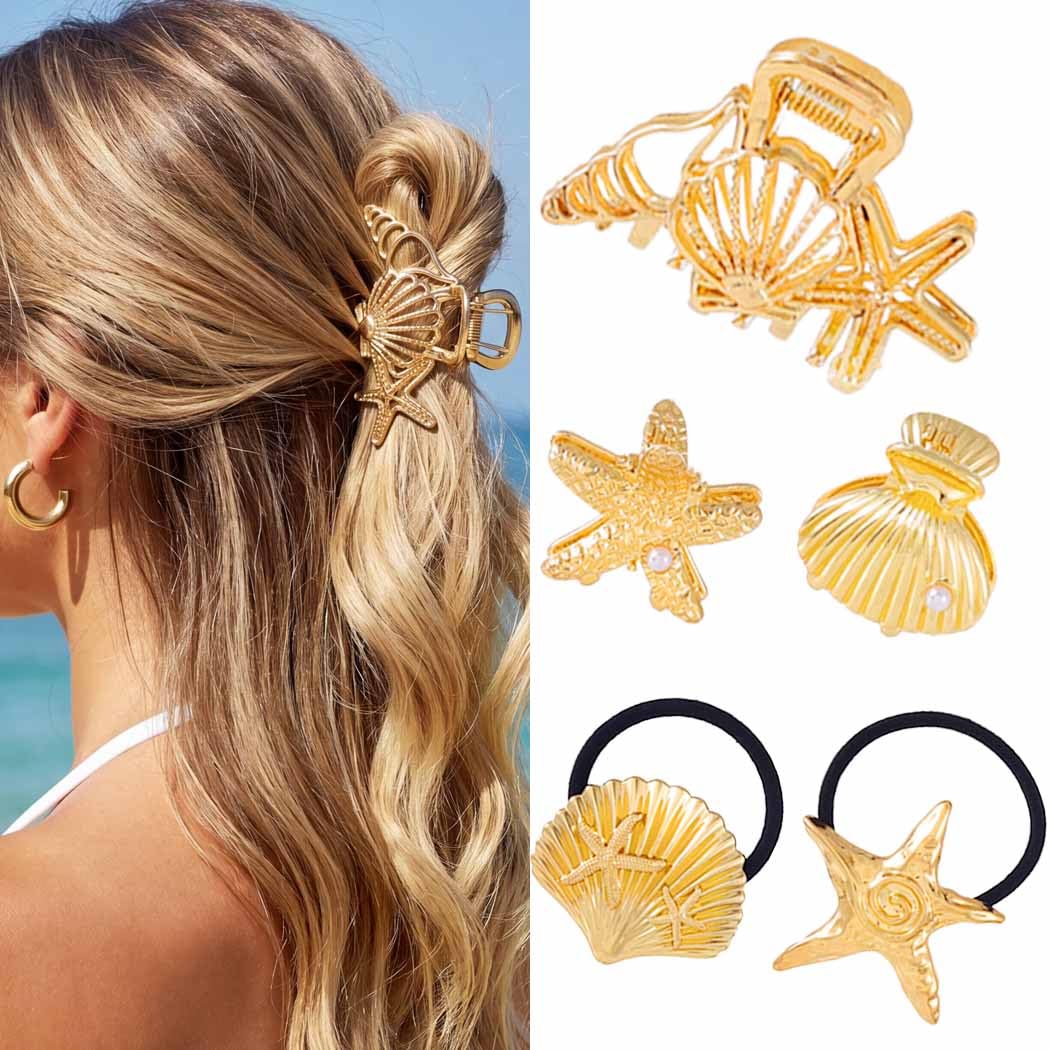Amazon.com: BARTOSI Gold Shell Hair Clips Beach Claw Clips  display picture 1