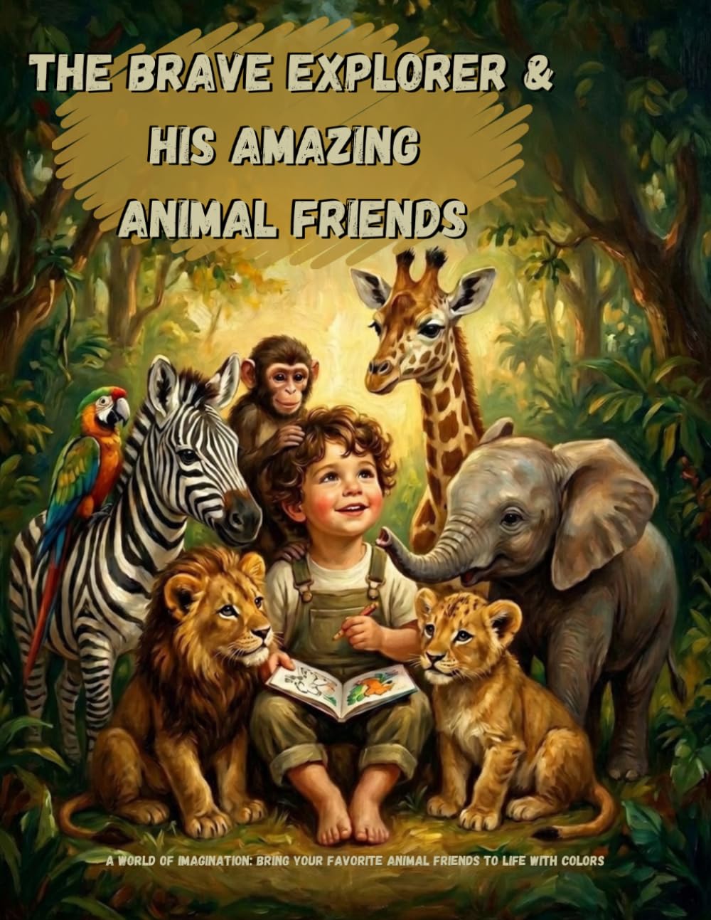 The Brave Explorer & His Amazing Animal Friends: A Large Animal Coloring Book for Kids, Ages 4-8, Creative Adventure with 49 Unique Illustrations.