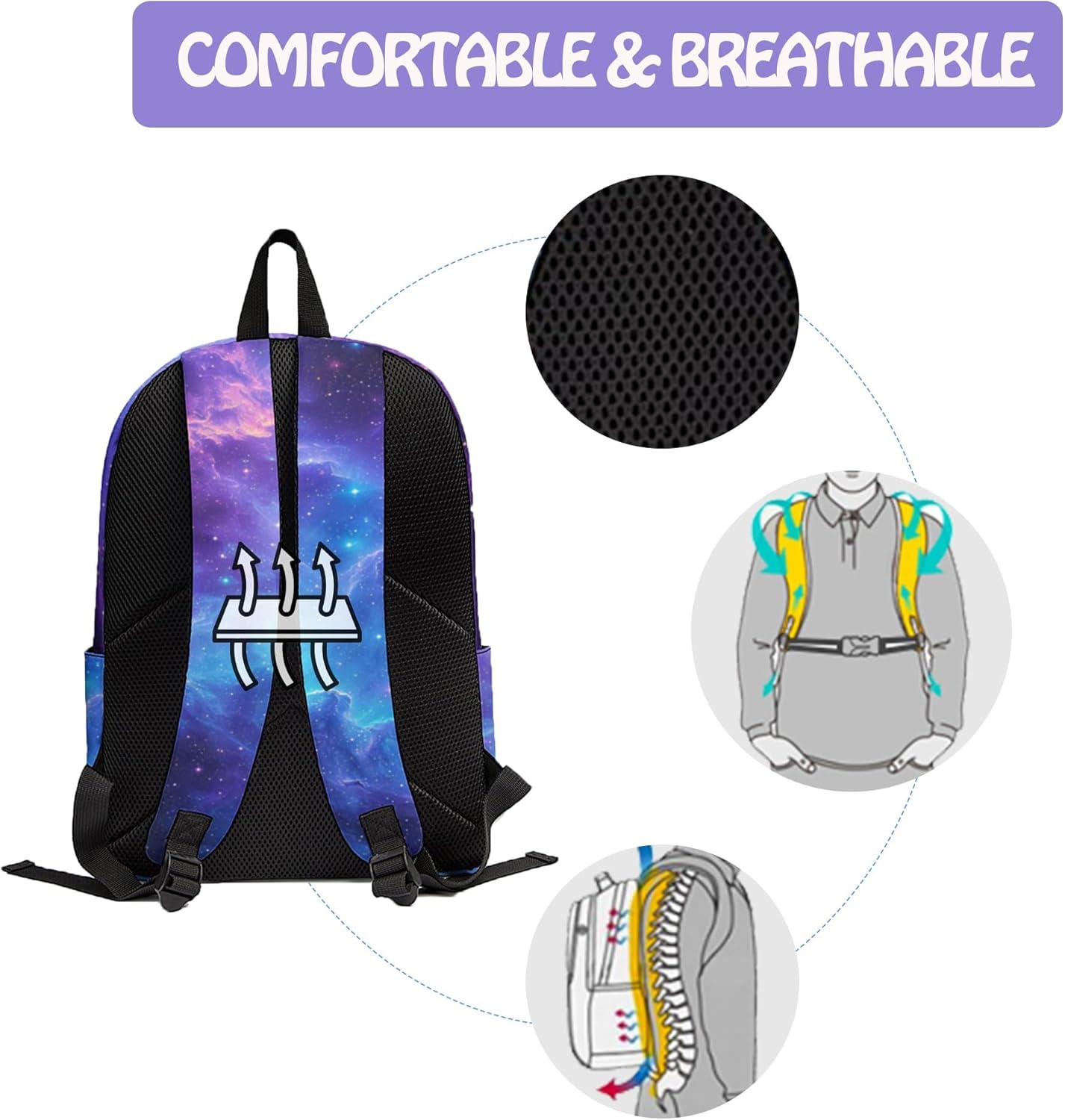 Galaxy 3PCS Backpack for Boys Girls, Kids Back to School Backpack Set with Lunch Box Pencil Case, 17 Inch Lightweight Bookpack 3 in 1 Set for Teens Elementary Middle High School Students