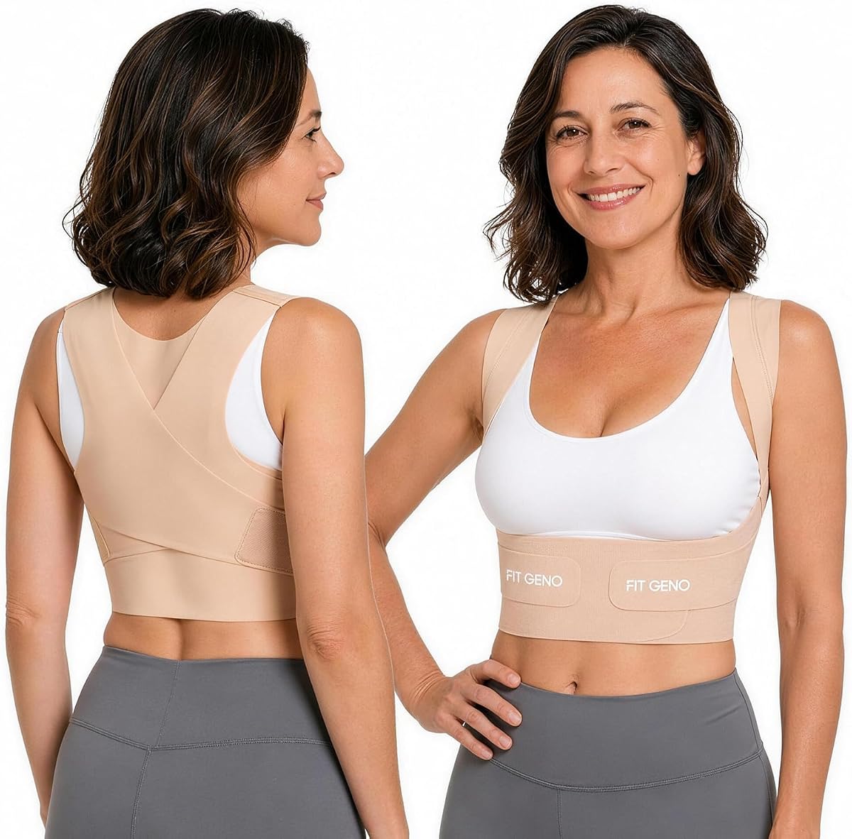 Corrector de postura Invisilite para mujer, soporte superior ajustable para la espalda | Delgado y liviano, permanece invisible debajo de la ropa, por lo que puede usarlo cómodamente mientras trabaja en el escritorio o hace recados.