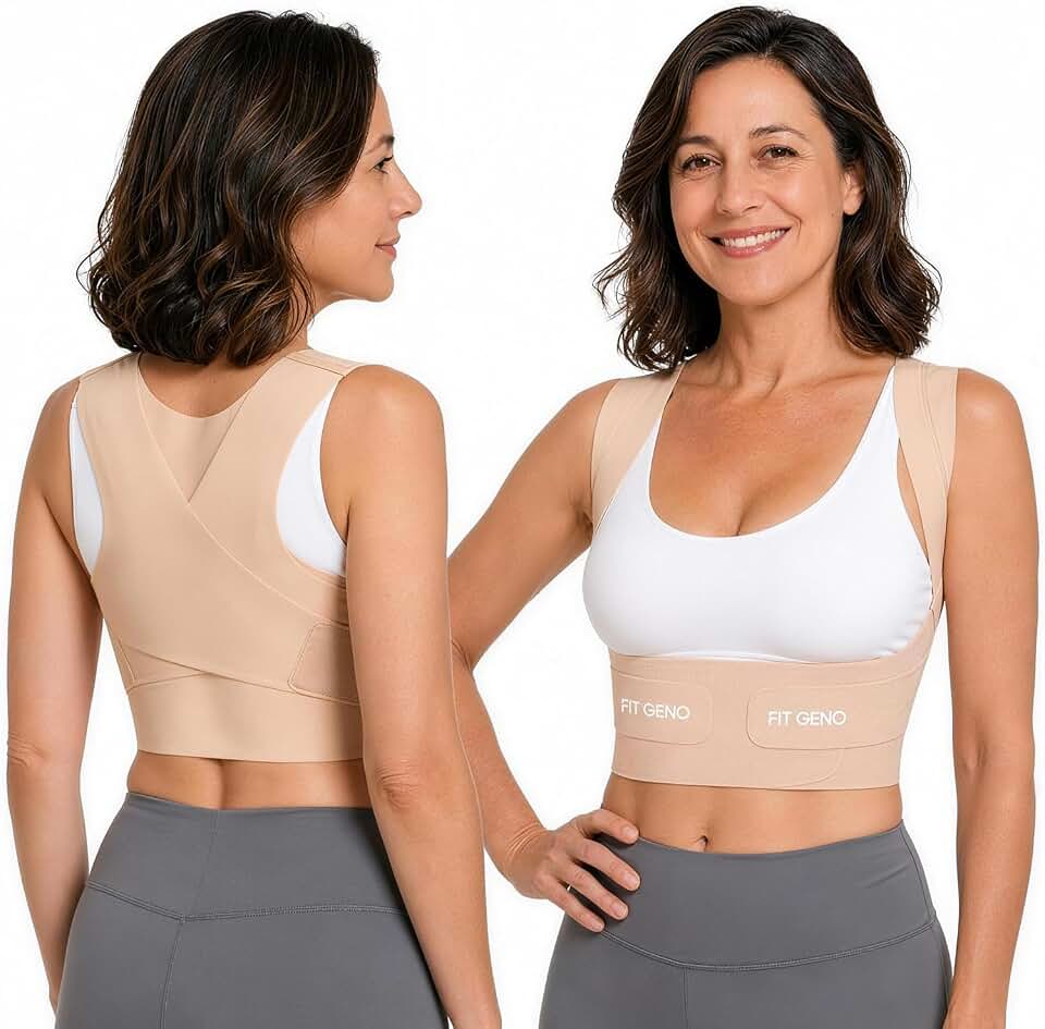 Fit Geno Invisilite Posture Corrector for Women Adjustable Upper Back Brace | Slim and Lightweight, It Stays Invisible Under Clothes, So You Can Wear It Comfortably Through Desk Work or Errands