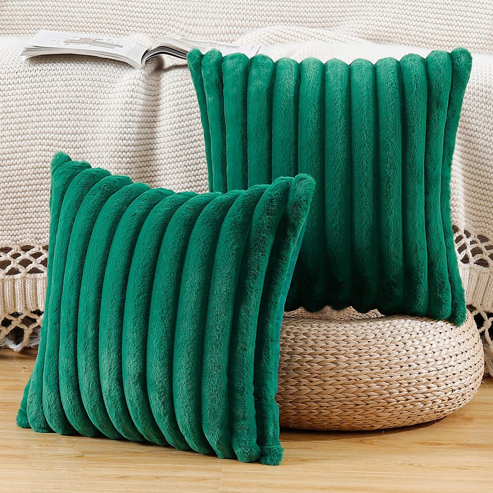 Madizz Set of 2 Faux Fur Decorative Cushion Covers 24x24 inch, 60x60 cm