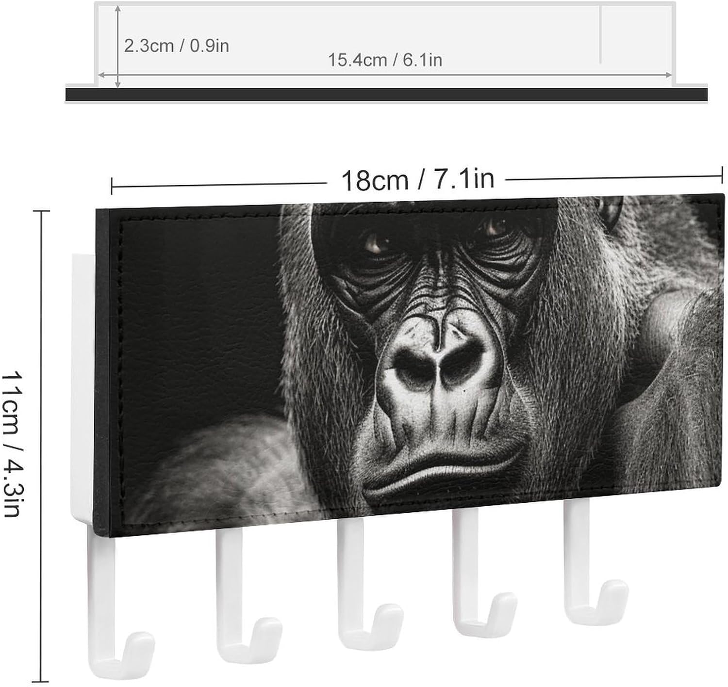 Gorilla Key Holder with 5 Hooks Mail Organizer for Wall White-style image 2
