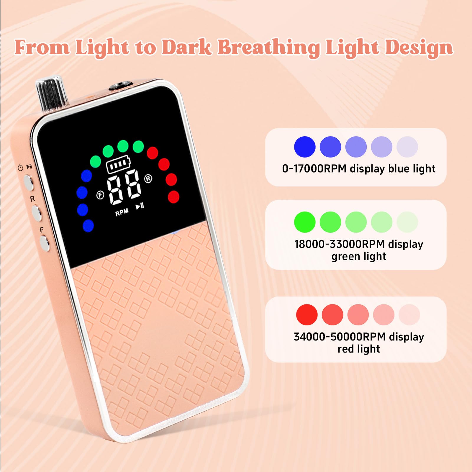 Ponceuse pour Ongles Professionnelle 50000 RPM Portable Rechargeable Avec Affichage LCD et 7 Embouts Ponçage pour Pédicure Manucure, Puissante, Silencieuse pour Salon/Maison