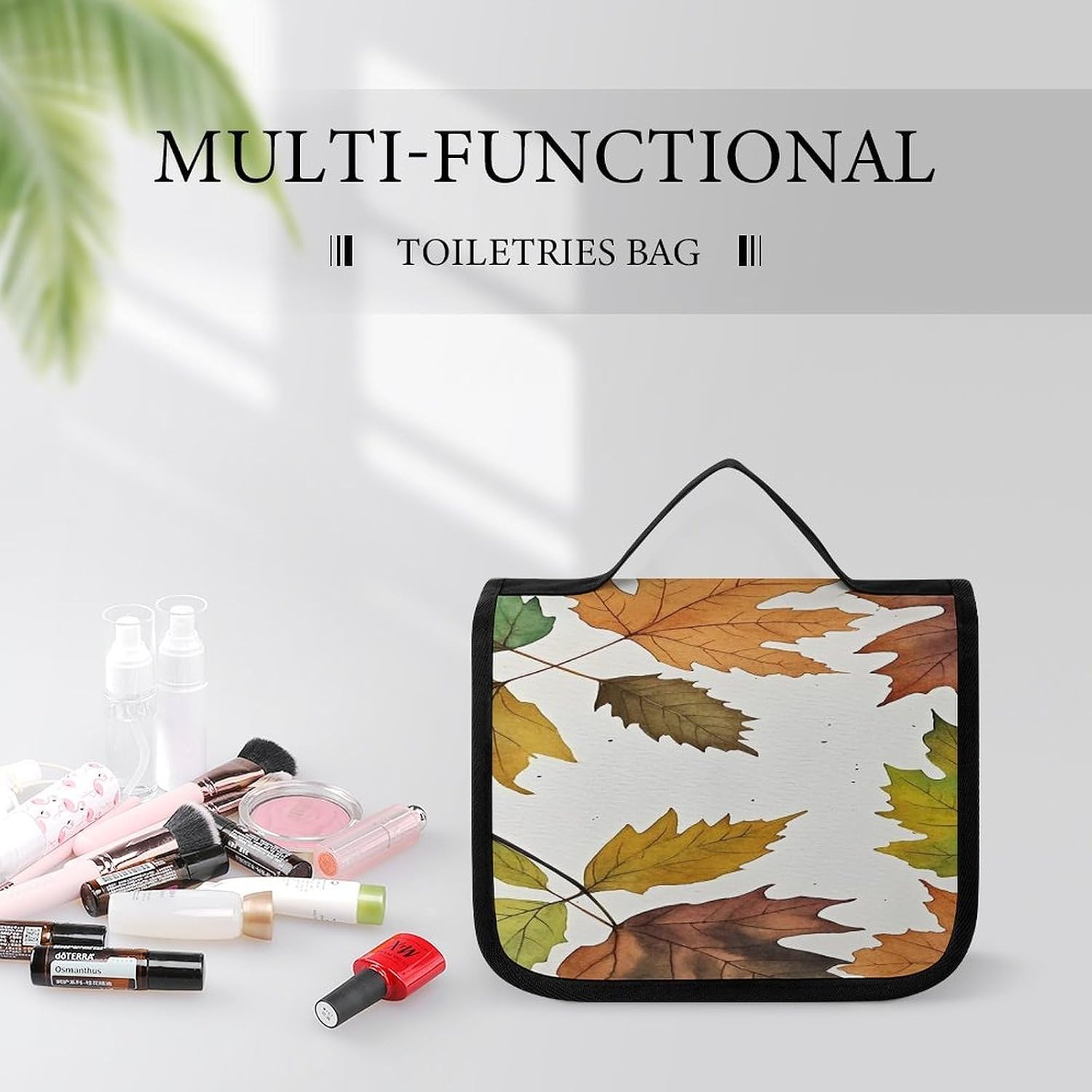 Watercolor Autumn Leaves Wash Bag Portable Makeup Pouch image 5