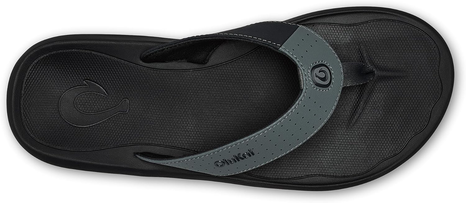 OLUKAI Ki'i Men's Beach Sandals, Quick-Dry Flip-Flop Slides, Water Resistant & Lightweight, Compression Molded Footbed & Ultra-Soft Comfort Fit