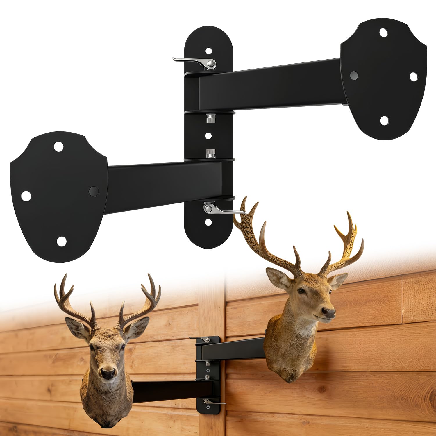 Photo 1 of 10x10 Inches Deer Wall Mount Bracket Dual-Heavy Duty Steel Display Arms for Hunting Trophy&Animal Specimen Mounts