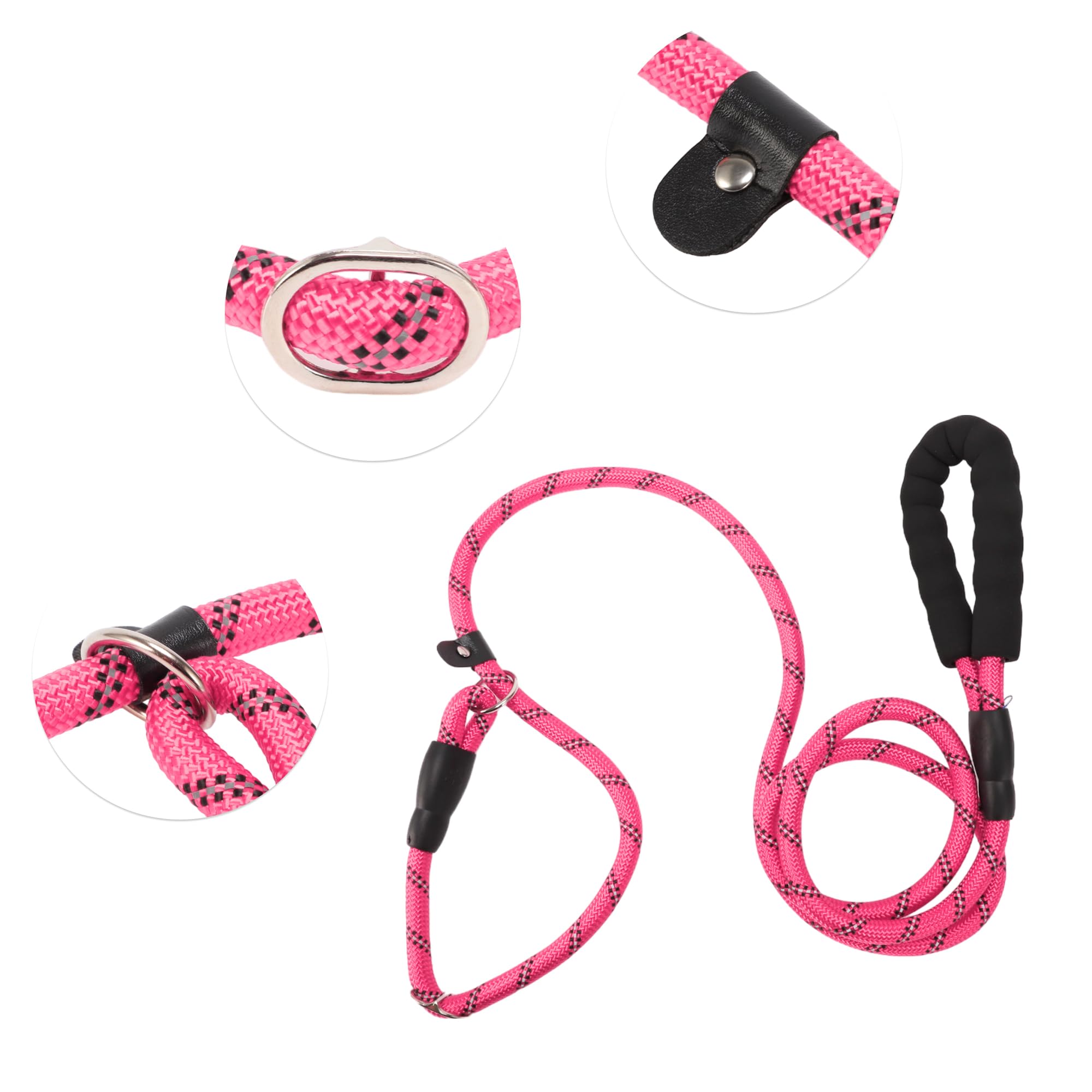 CAPASTEC Guinzaglio per Cani Corda Riflettente in Nylon, Manico in Spugna, Rosa, Lunghezza 180cm Dia. 1/2 Pollice