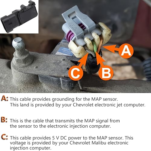 Miniatura 4 de Sensor de mapa de presión de aire absoluta del colector 213-331 16212460 12614970 compatible con Cavalier Impala Colorado Camaro Rainier Sonoma