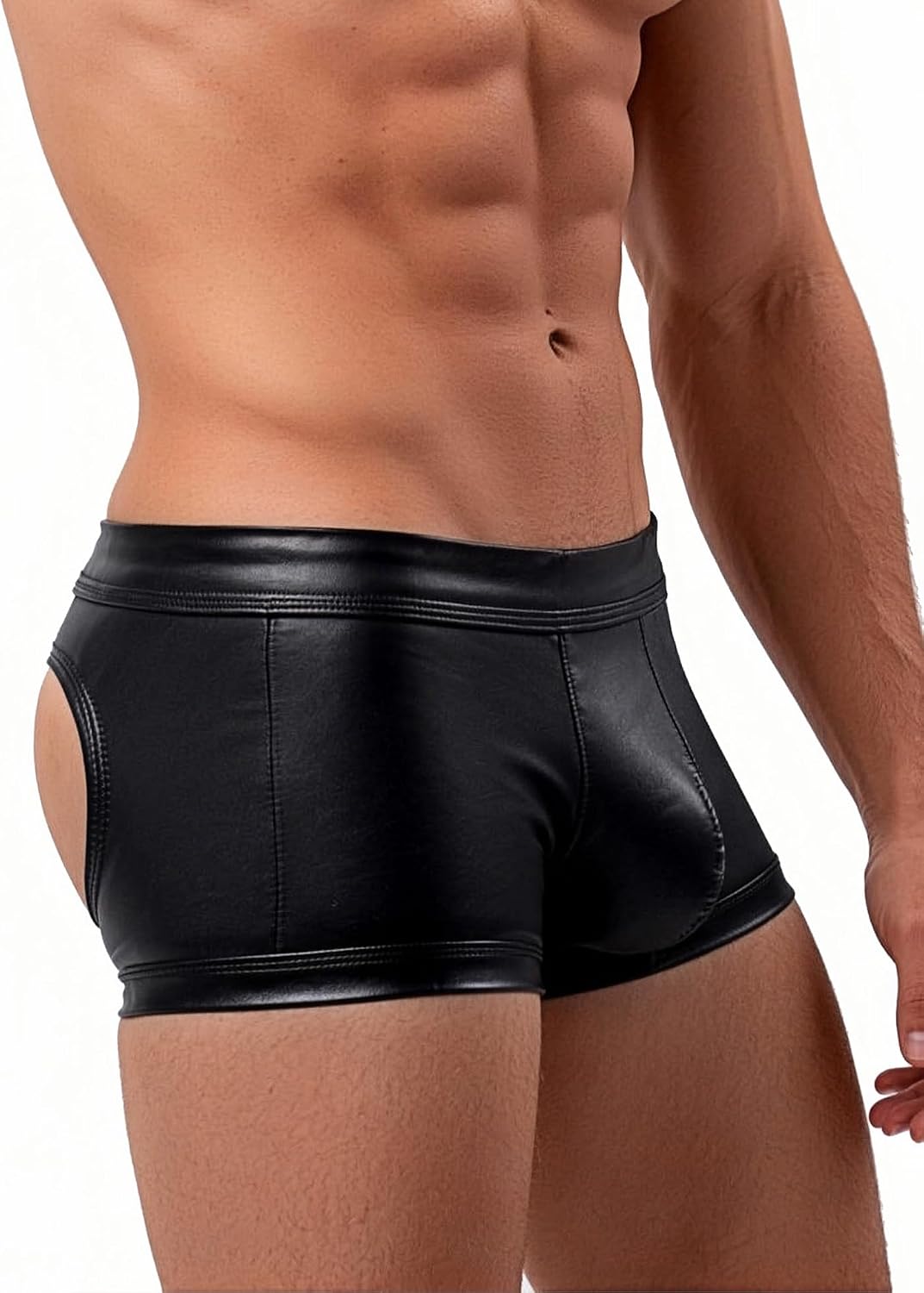 Mens Open Back Underwear Low Rise Boxer Briefs for Men Sexy Backless Bulge Trunks Underpants S-XL