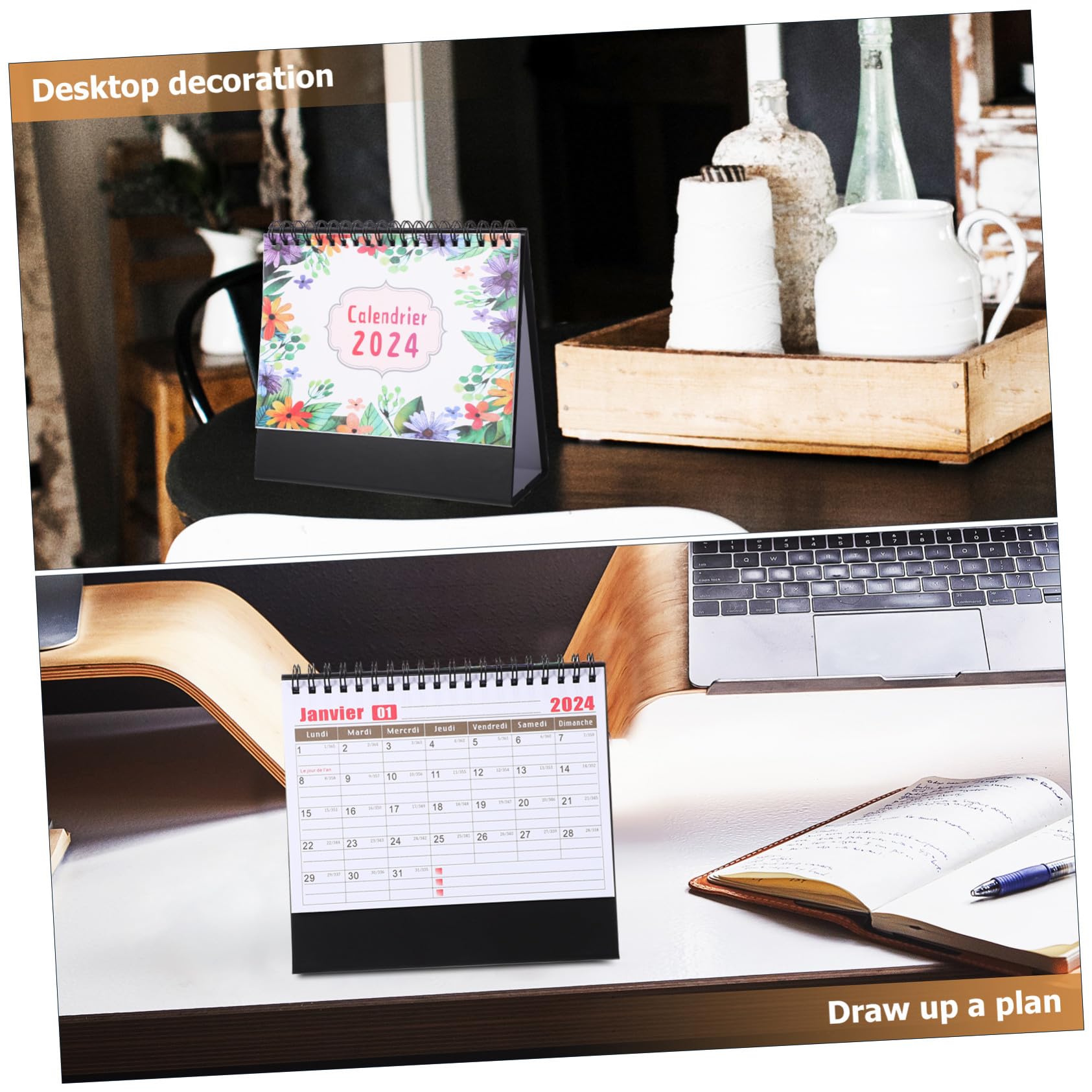 4 Pezzi Calendario da Tavolo con Rilegatura Spirale Planner Mensile Ufficio Calendari Desktop Stabili e Organizzati per Casa e Scrivania