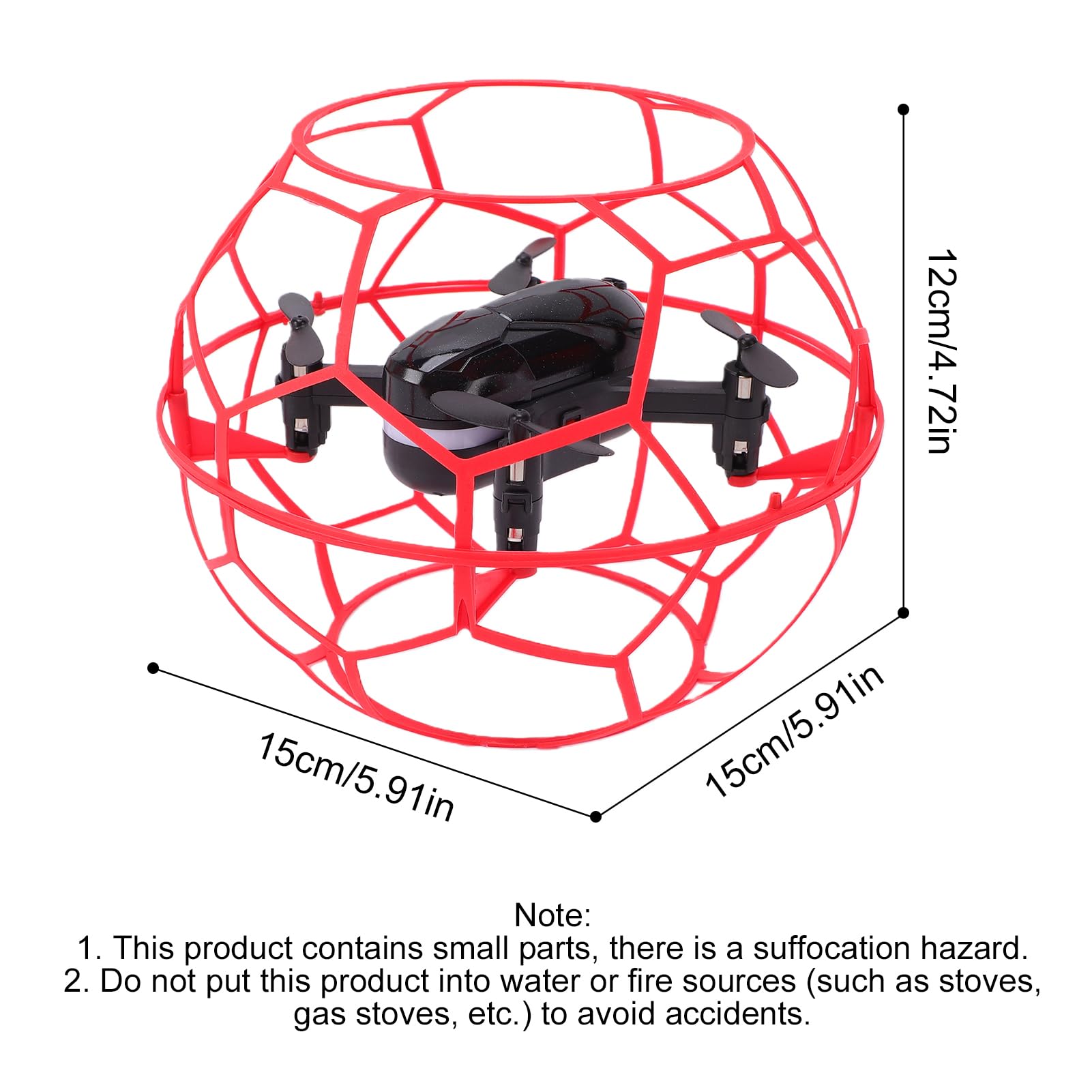 Drone calcio RC 2,4 GHz Quadricottero con telecomando senza testa a 6 canali con giroscopio Un pulsante Luci a LED per decollo e atterraggio Velocità regolabile per (Rossa)