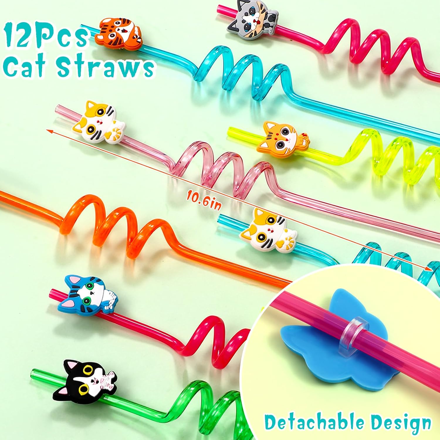 Winrayk Cat Party Favors Birthday Supplies for Kids Girls, Squishy Toy Straw Mini Bubble Wand Keychain Slap Bracelet Sticker, Classroom Pinata Filler Goodie Bag Stuffer Cat Themed Party Favors Decor image 3