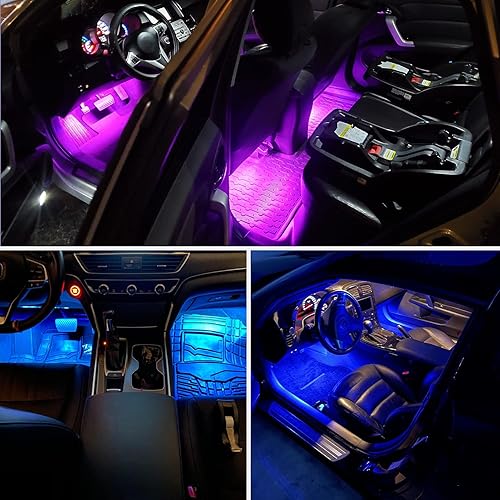 Vista 33 de Nilight 48 luces LED DC 5V Multicolor Music Car Strip Light Under Dash Kit de iluminación con función activa de sonido y control remoto inalámbrico