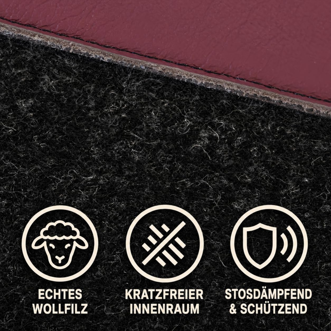 Centaur Custodia per laptop di alta qualità in vera pelle italiana e 100% feltro di lana, realizzata in Germania, elegante custodia con scomparto extra, custodia protettiva per notebook da 16", rosso