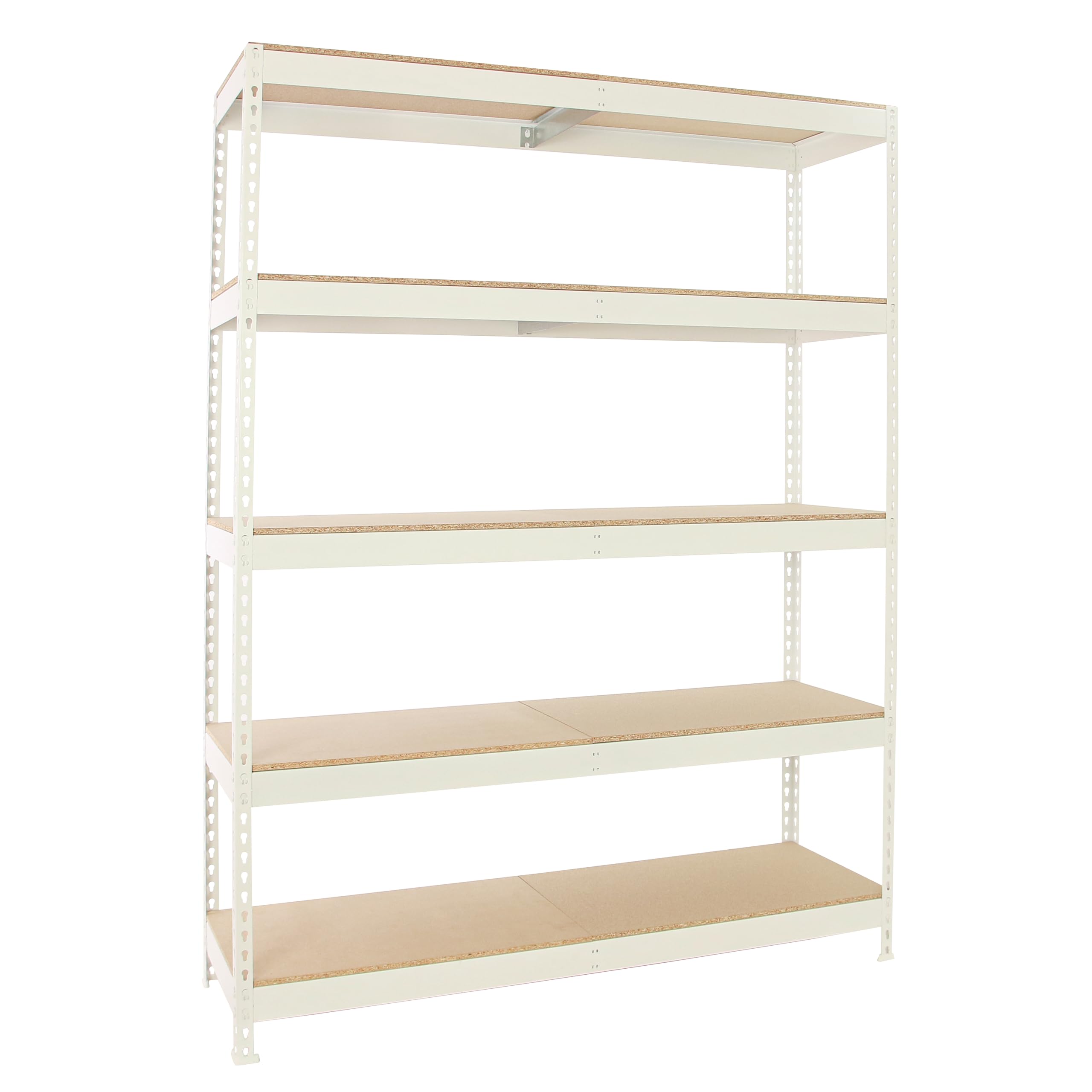 PROREGAL Schwerlastregal EXTREM Wood YETI Five | HxBxT 300x150x45cm | Fachlast 400kg | Weiß Standregal Werkstattregal Lagerregal Kellerregal