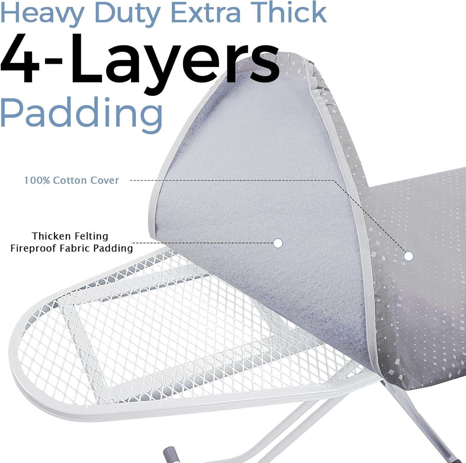 SheeChung Ironing Board 13"x43",Compact Ironing Board with Iron Rest,Folding Iron Board for Small Space,Heat Scorch Resistant Cover,Sturdy Metal Frame,7 Adjustable Height,Standing Ironing Table,Grey