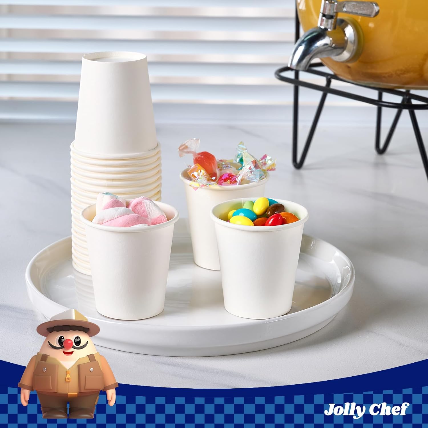 JOLLY CHEF 400 Count 3 oz Paper Cups, Disposable Mini Bathroom Mouthwash Cups for Home, Office, School, Store - Image 3
