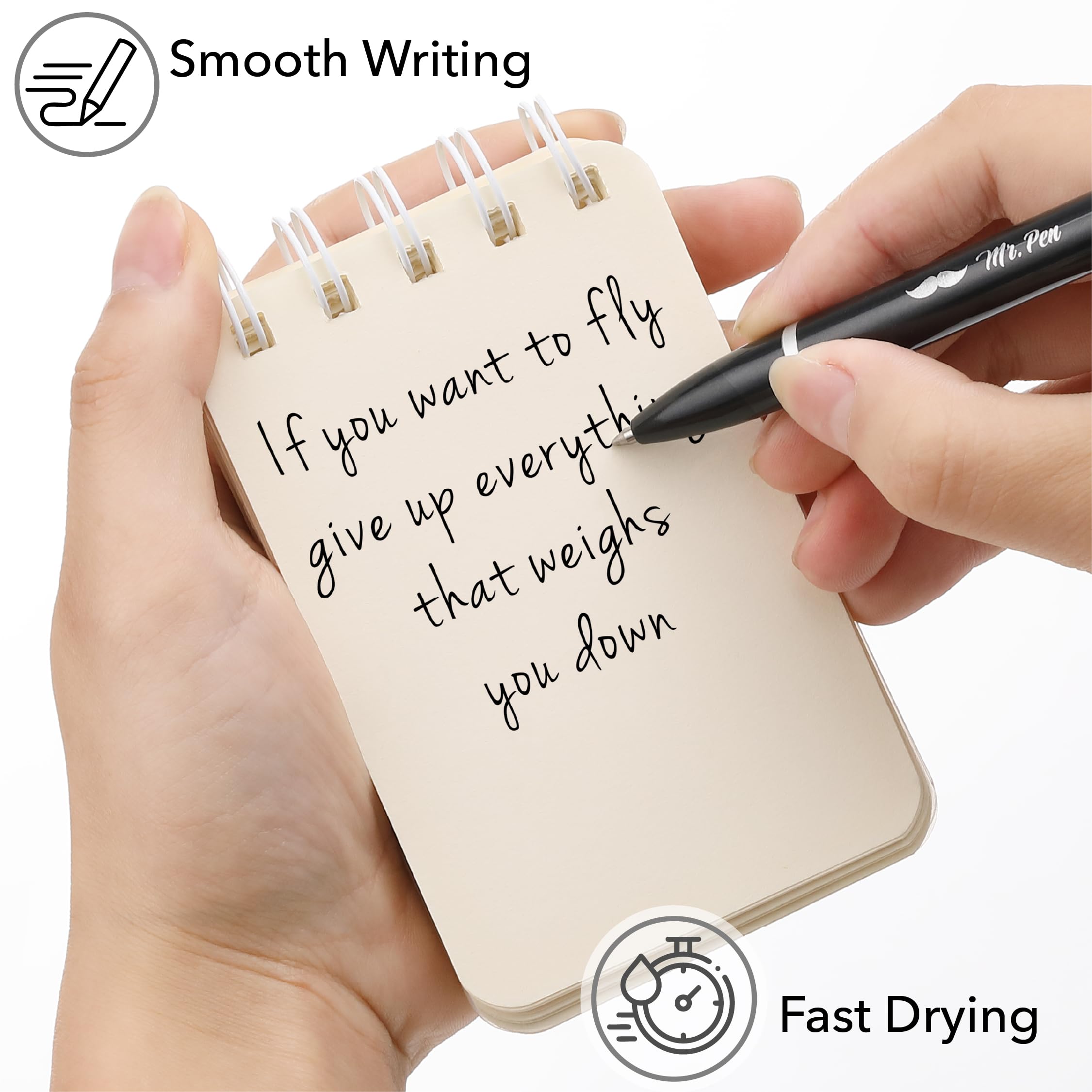 Mr Pen- Metal Retractable Gel Pens 2 Pack Black Ink 2 Refills Fine Point 0 7 mm Fast — view 5