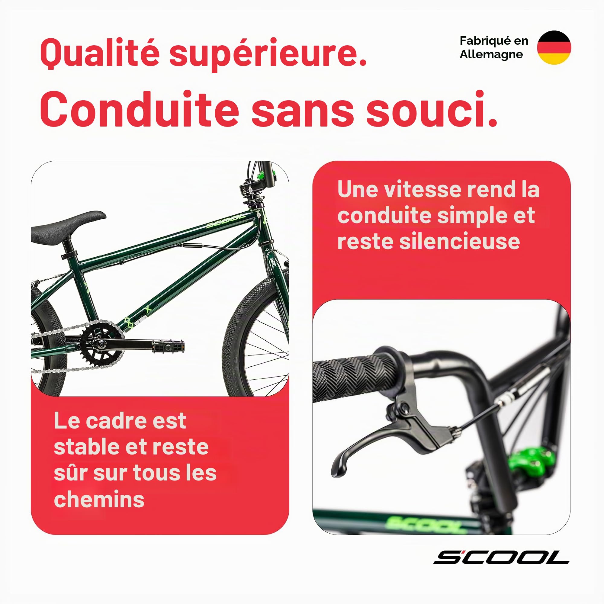 S'COOL XtriX BMX 16 et 20" 1 vitesse | Freewheel | BMX | Vélo pour garçons et filles | Vélo enfant avec composants de qualité supérieure | Roue libre