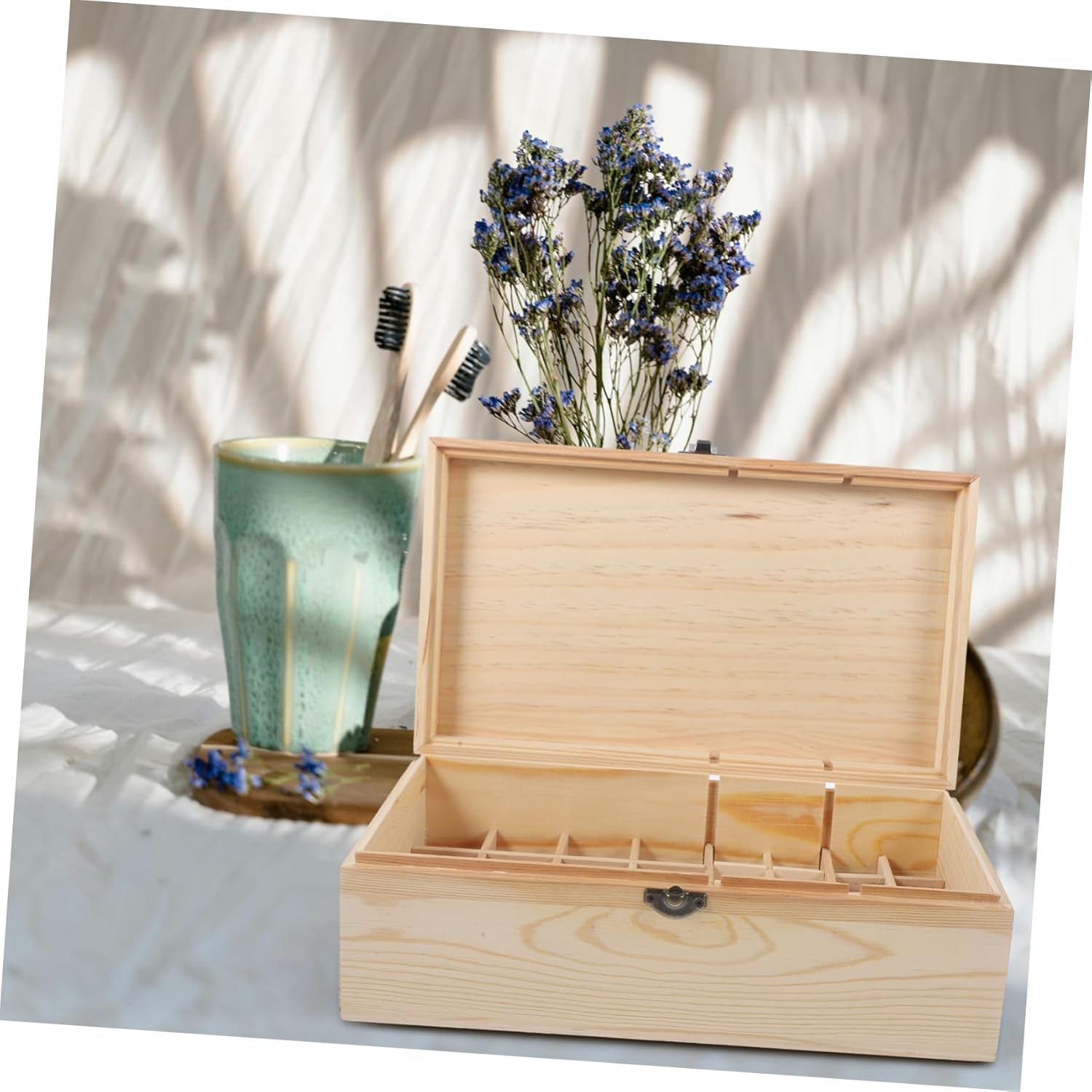 Wooden Essential Oil Display Box Storage Case for Essential Oil Bottles Aromatherapy Box Organizer Random Style