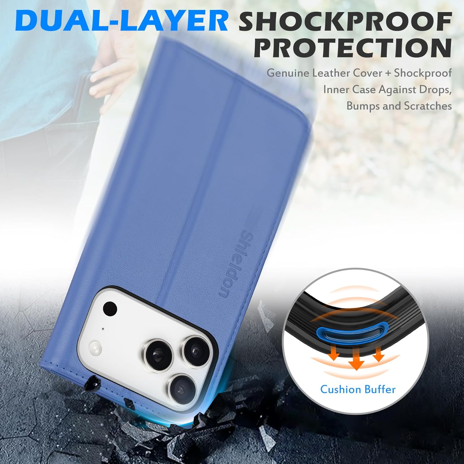 SHIELDON Genuine Leather Case Wallet for iPhone 17 Pro Max 6.9-inch | Folio Magnetic | RFID Blocking Credit Card Holder | Kickstand | Shockproof Phone Cover 2025 | Wisteria Purple - Image 6